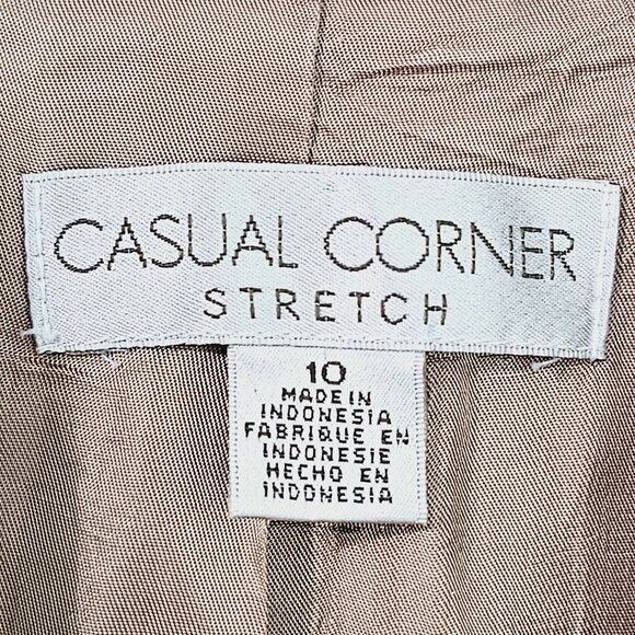 Trendy Chic‎ Casual Corner Stretch Womens Striped Blazer Size 10 Tan/Blue 《906》J - Picture 6 of 8